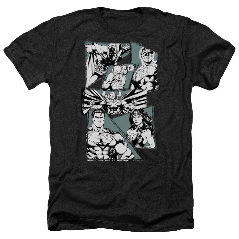Justice League Of America A Mighty League Men's 30/1 Heather 60 40 Poly Short-Sleeve T-Shirt