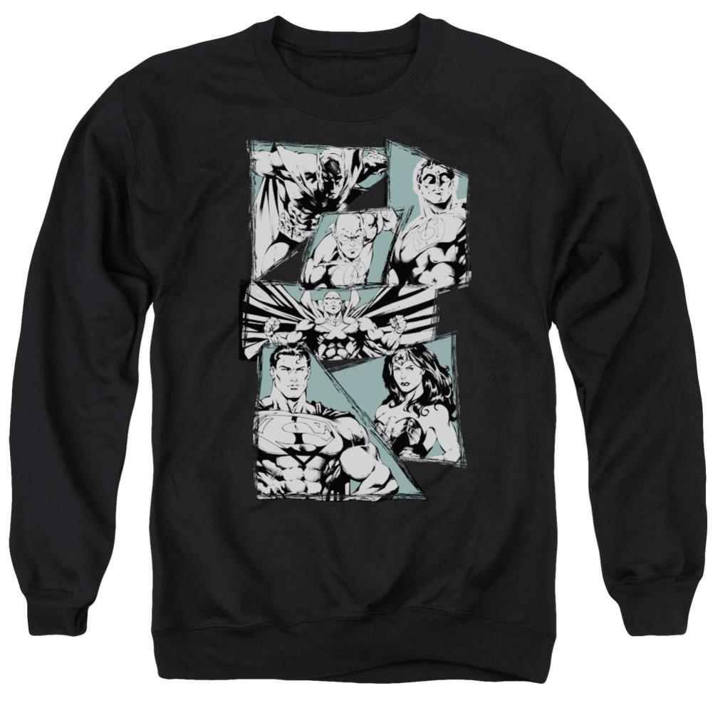 Justice League Of America A Mighty League Men's Crewneck 50 50 Poly Long-Sleeve T-Shirt