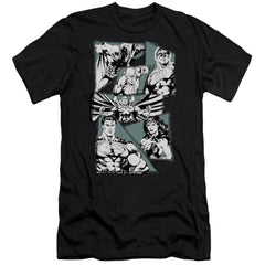 Justice League Of America A Mighty League Men's Ultra-Soft 30/1 Cotton Slim Short-Sleeve T-Shirt