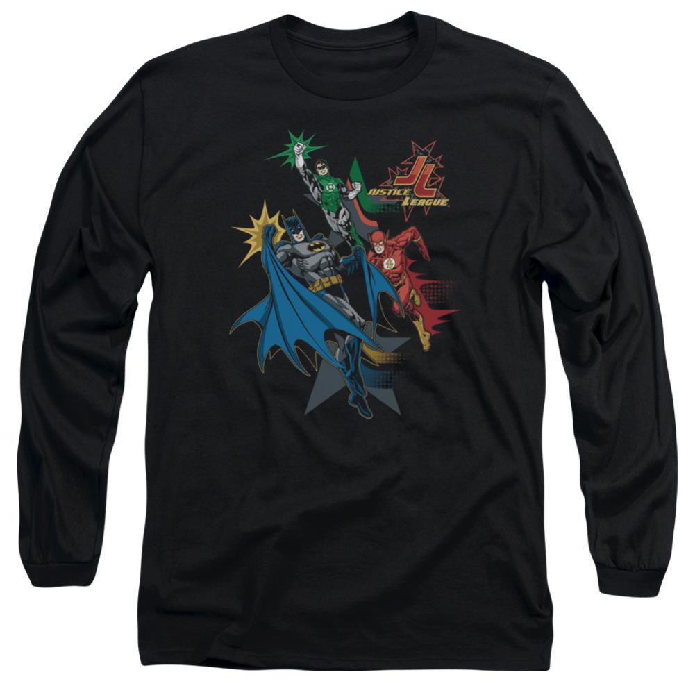 Justice League Of America Action Stars Men's 18/1 Cotton Long-Sleeve T-Shirt