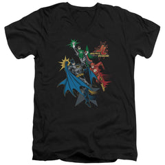 Justice League Of America Action Stars Men's 30/1 Cotton Slim V-Neck T-Shirt