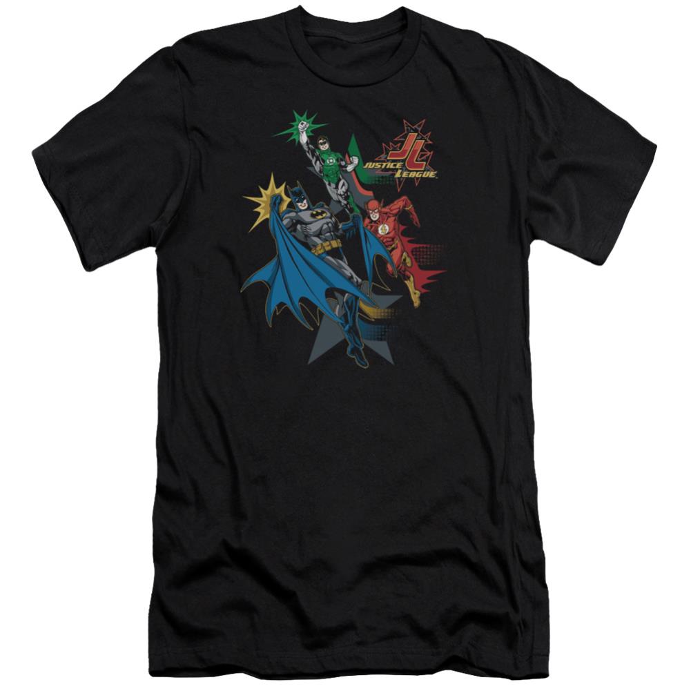 Justice League Of America Action Stars Men's Ultra-Soft 30/1 Cotton Slim Short-Sleeve T-Shirt