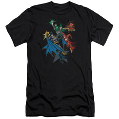Justice League Of America Action Stars Men's Ultra-Soft 30/1 Cotton Slim Short-Sleeve T-Shirt