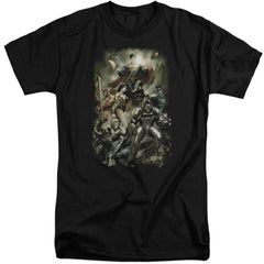 Justice League Of America Aftermath Men's 18/1 Tall Cotton Short-Sleeve T-Shirt