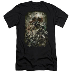Justice League Of America Aftermath Men's Ultra-Soft 30/1 Cotton Slim Short-Sleeve T-Shirt