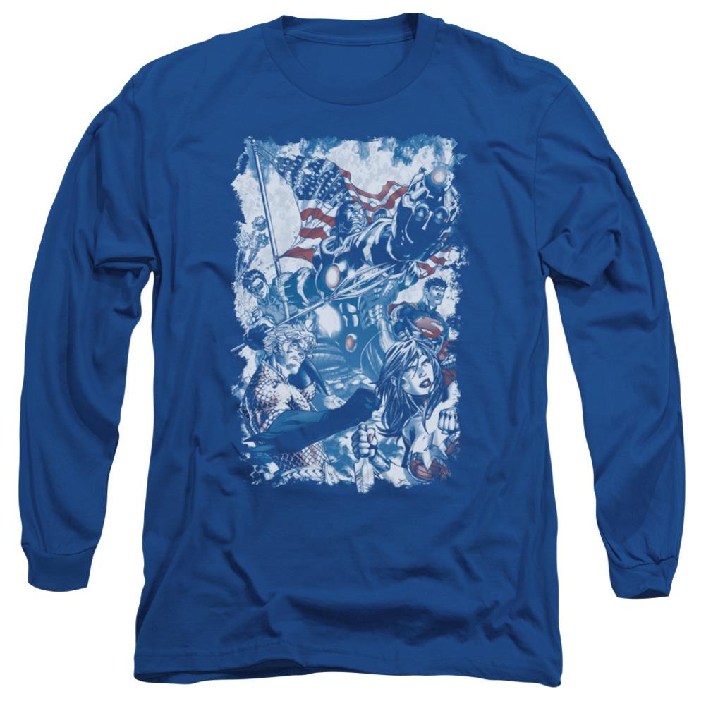 Justice League Of America American Justice Men's 18/1 Cotton Long-Sleeve T-Shirt