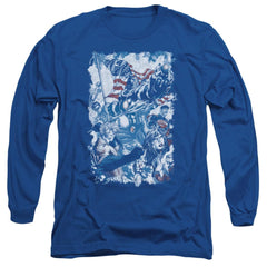 Justice League Of America American Justice Men's 18/1 Cotton Long-Sleeve T-Shirt