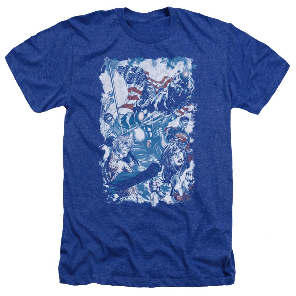 Justice League Of America American Justice Men's 30/1 Heather 60 40 Poly Short-Sleeve T-Shirt