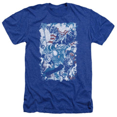 Justice League Of America American Justice Men's 30/1 Heather 60 40 Poly Short-Sleeve T-Shirt