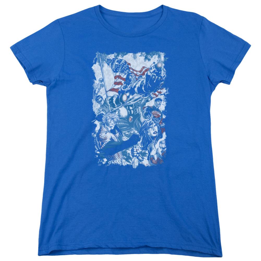 Justice League Of America American Justice Women's 18/1 Cotton Short-Sleeve T-Shirt