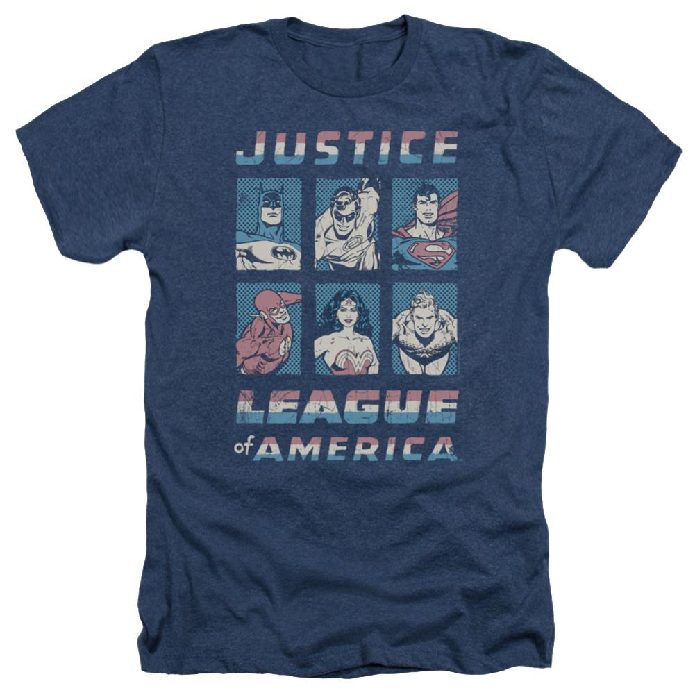 Justice League Of America American League Men's 30/1 Heather 60 40 Poly Short-Sleeve T-Shirt