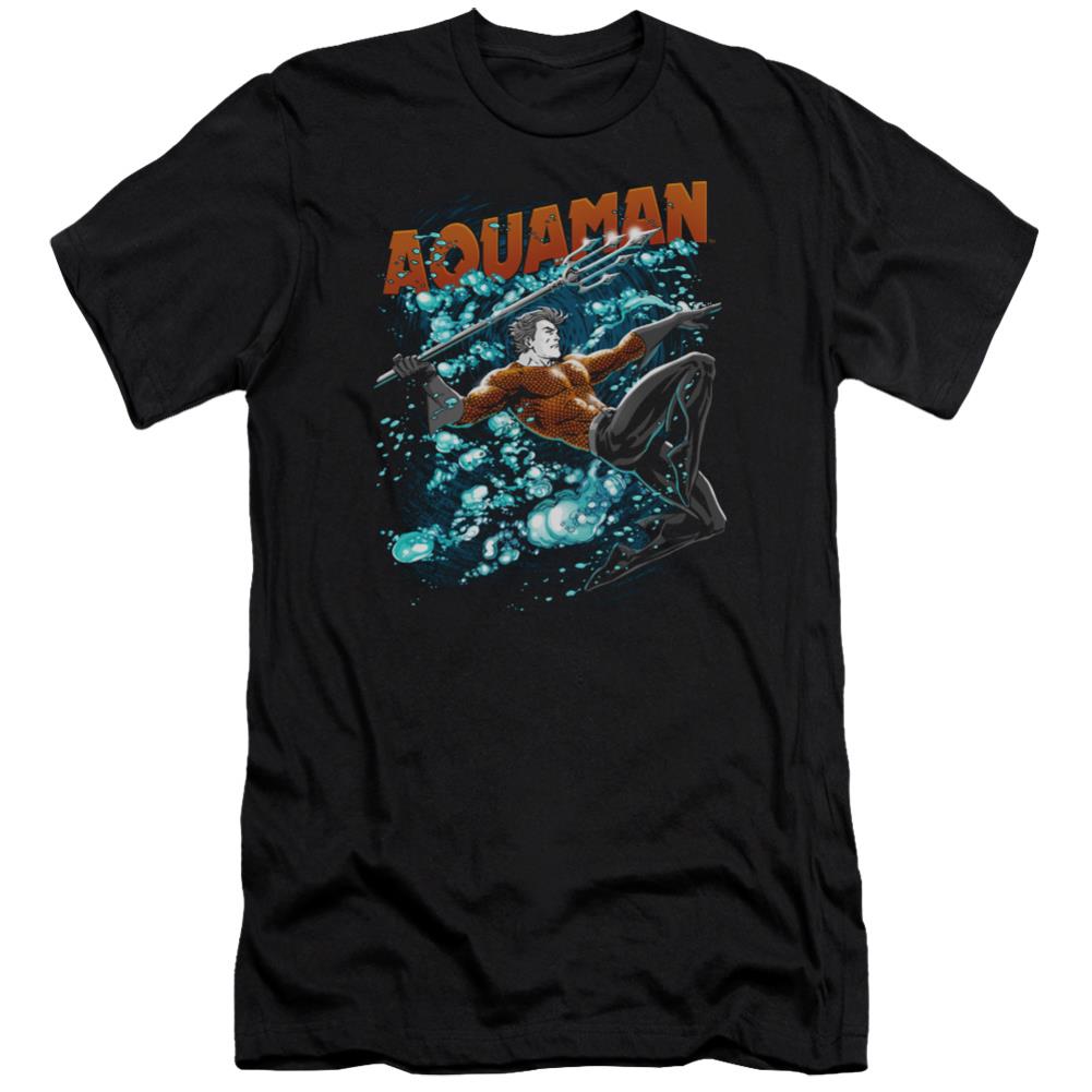 Justice League Of America Aqua Bubbles Men's Ultra-Soft 30/1 Cotton Slim Short-Sleeve T-Shirt