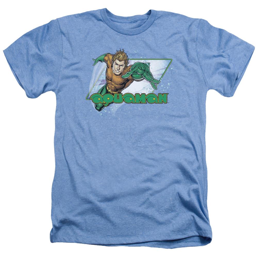 Justice League Of America Aquaman Men's 30/1 Heather 60 40 Poly Short-Sleeve T-Shirt