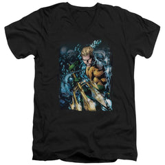 Justice League Of America Aquaman #1 Men's 30/1 Cotton Slim V-Neck T-Shirt