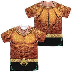 Justice League Of America Aquaman Rebirth Uniform (Front/Back Print) Men's Regular Fit Polyester Short-Sleeve T-Shirt