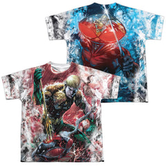 Justice League Of America Aquaman VS Manta (Front/Back Print) Youth Regular Fit Poly Short-Sleeve T-Shirt