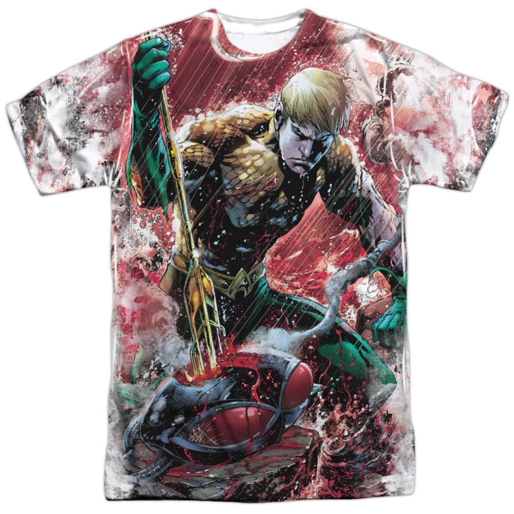Justice League Of America Aquaman VS Manta Men's Regular Fit Polyester Short-Sleeve T-Shirt