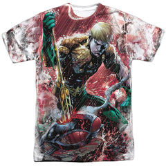 Justice League Of America Aquaman VS Manta Men's Regular Fit Polyester Short-Sleeve T-Shirt