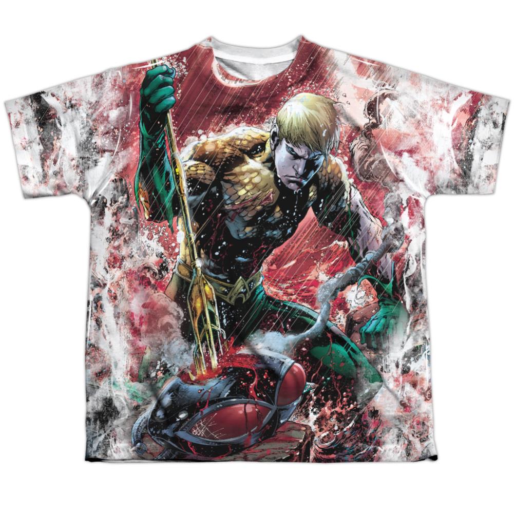 Justice League Of America Aquaman VS Manta Youth Regular Fit Poly Short-Sleeve T-Shirt
