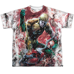 Justice League Of America Aquaman VS Manta Youth Regular Fit Poly Short-Sleeve T-Shirt