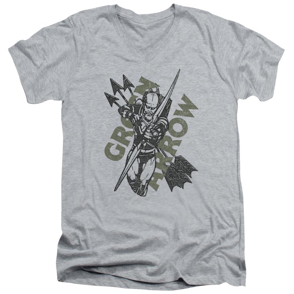 Justice League Of America Archers Arrows Men's 30/1 Cotton Slim V-Neck T-Shirt