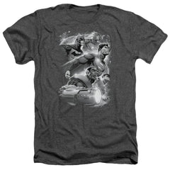 Justice League Of America Atmospheric Men's 30/1 Heather 60 40 Poly Short-Sleeve T-Shirt