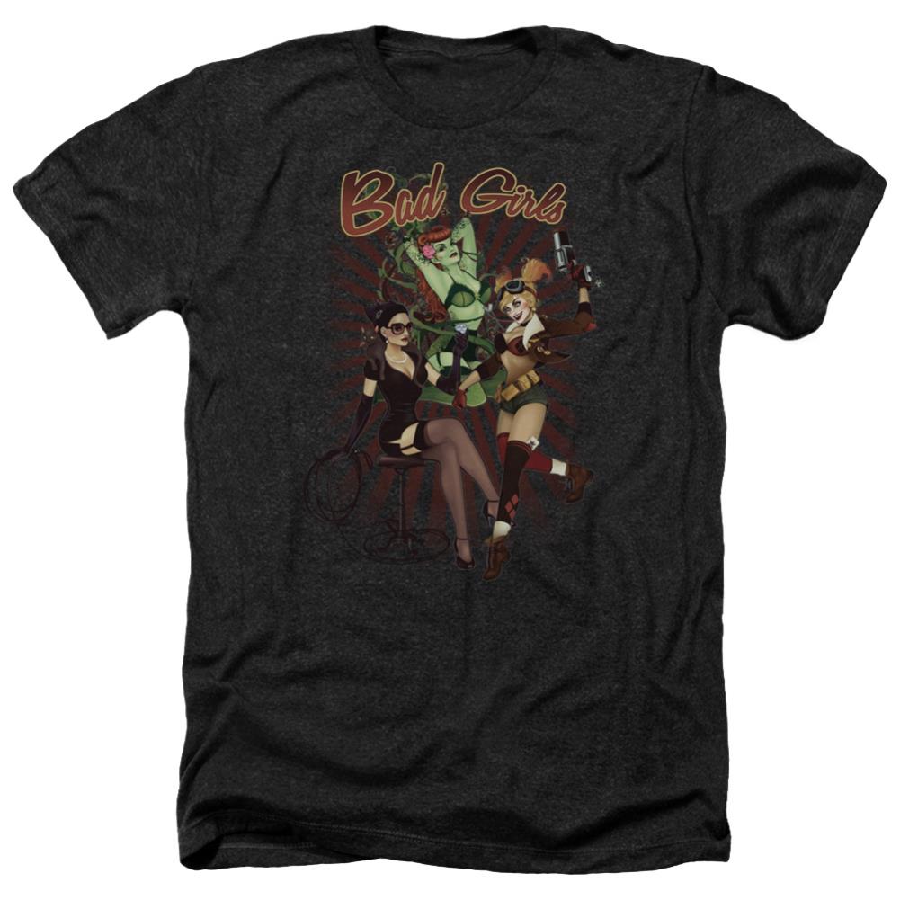 Justice League Of America Bad Girls Men's 30/1 Heather 60 40 Poly Short-Sleeve T-Shirt