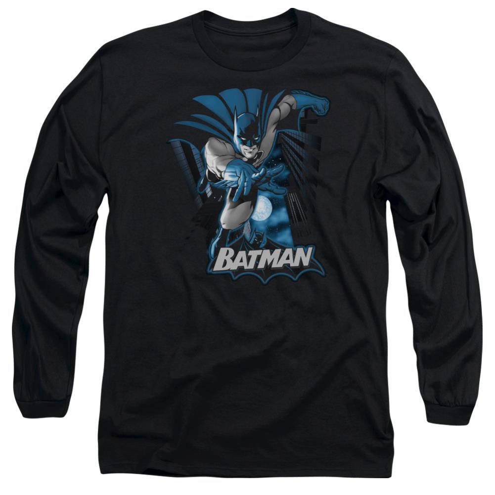Justice League Of America Batman Blue And Gray Men's 18/1 Cotton Long-Sleeve T-Shirt