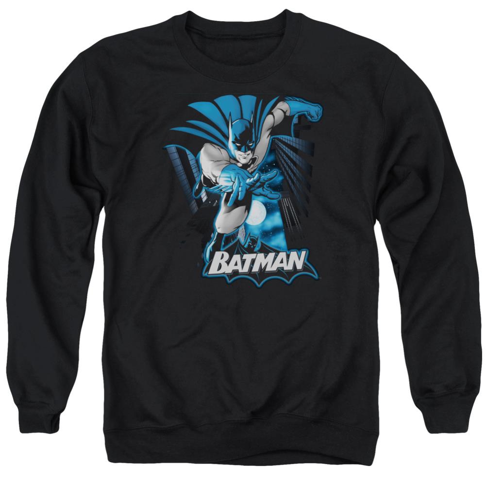 Justice League Of America Batman Blue And Gray Men's Crewneck 50 50 Poly Long-Sleeve T-Shirt