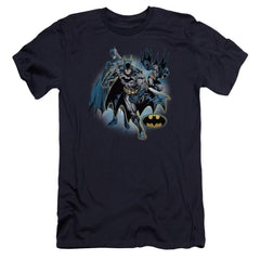 Justice League Of America Batman Collage Men's Ultra-Soft 30/1 Cotton Slim Short-Sleeve T-Shirt