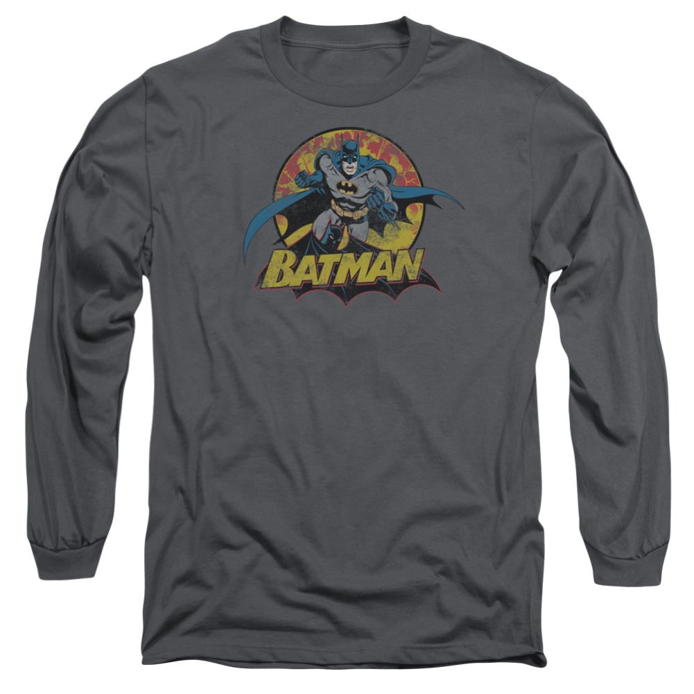 Justice League Of America Batman Rough Distress Men's 18/1 Cotton Long-Sleeve T-Shirt