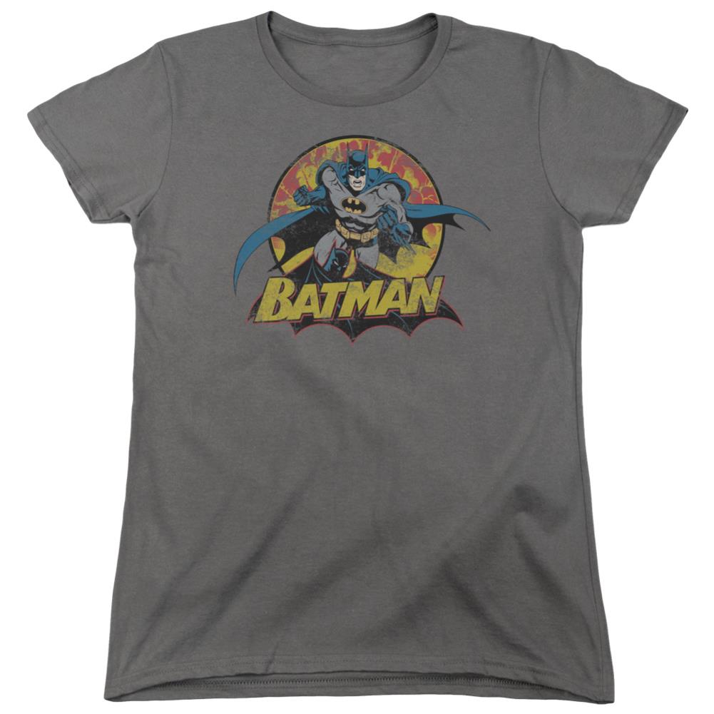 Justice League Of America Batman Rough Distress Women's 18/1 Cotton Short-Sleeve T-Shirt