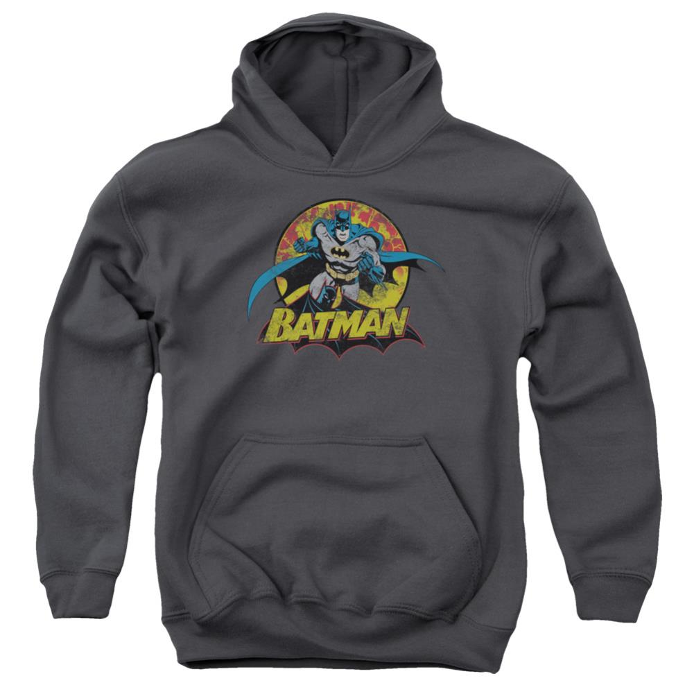 Justice League Of America Batman Rough Distress Youth Cotton Poly Pull-Over Hoodie
