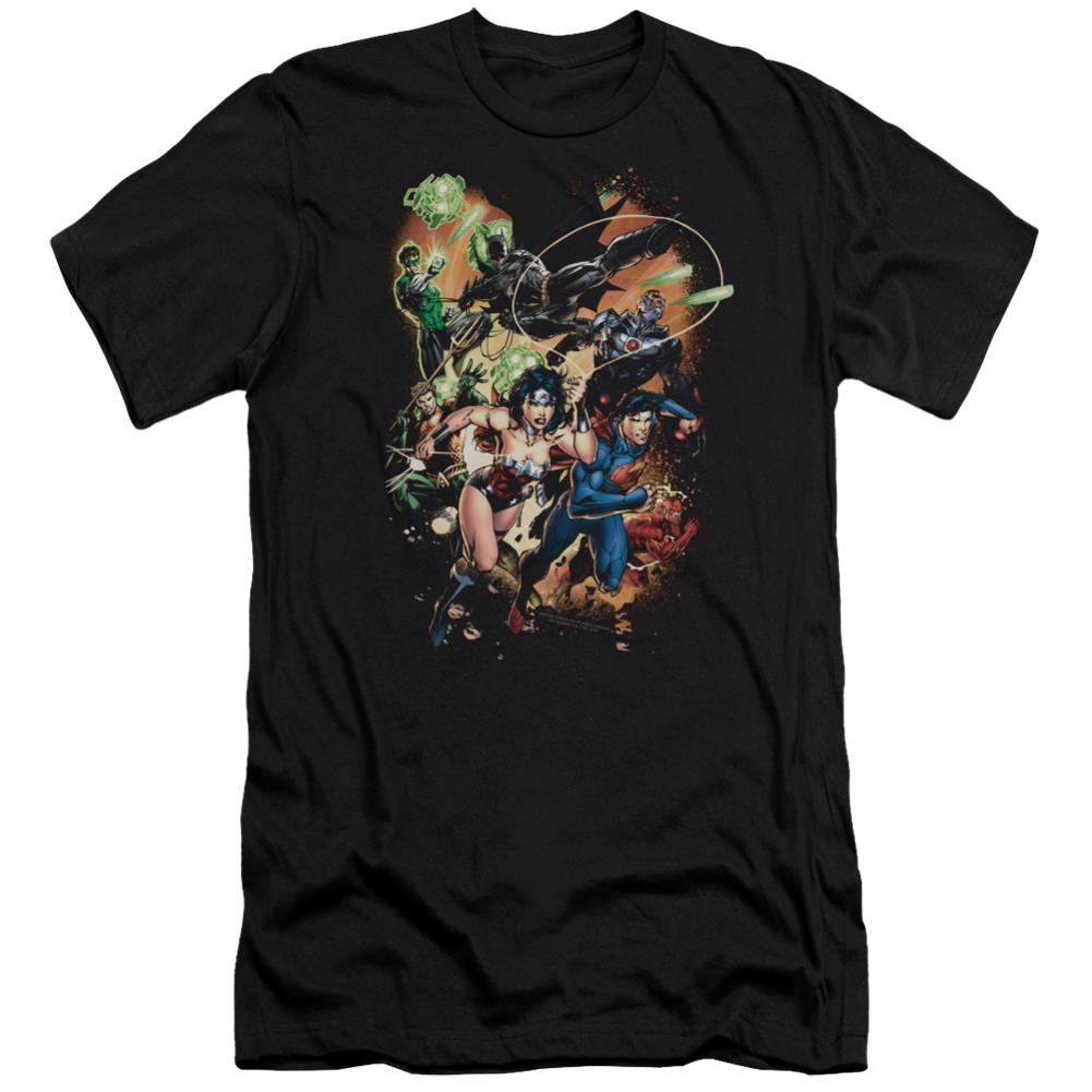 Justice League Of America Battle Ready Men's Ultra-Soft 30/1 Cotton Slim Short-Sleeve T-Shirt