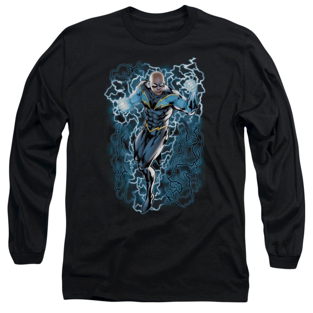 Justice League Of America Black Lightning Bolts Men's 18/1 Cotton Long-Sleeve T-Shirt