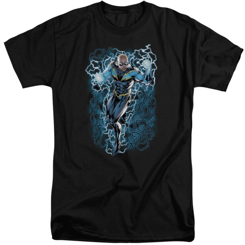 Justice League Of America Black Lightning Bolts Men's 18/1 Tall Cotton Short-Sleeve T-Shirt