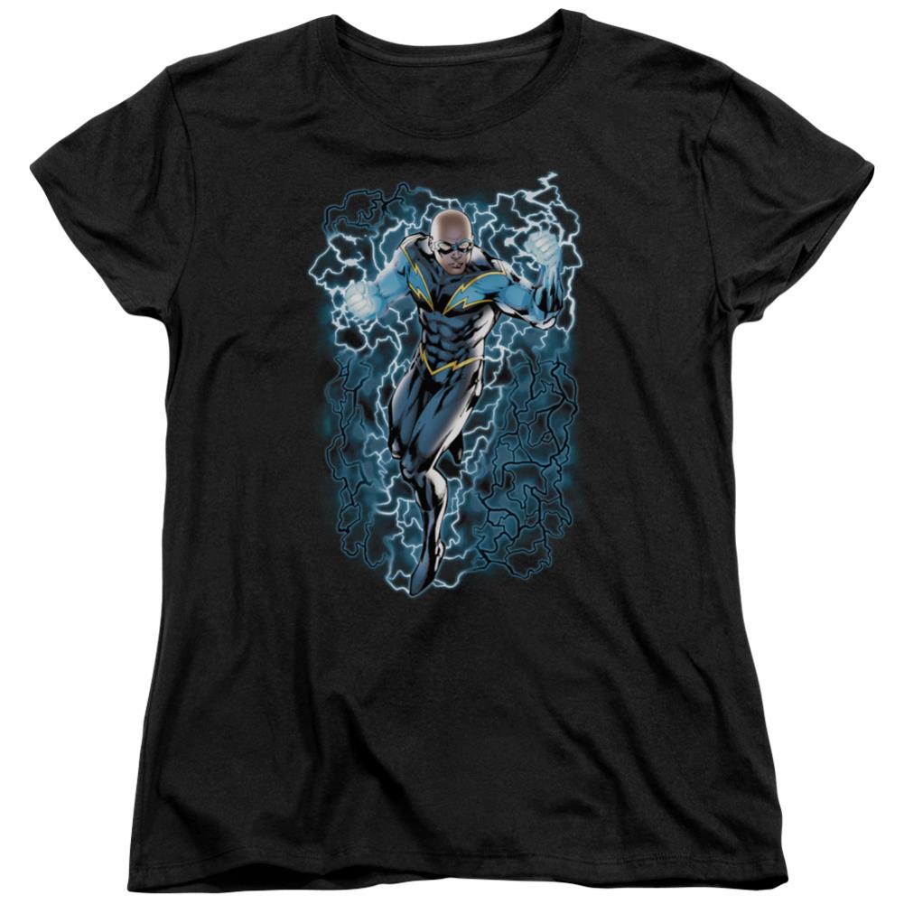 Justice League Of America Black Lightning Bolts Women's 18/1 Cotton Short-Sleeve T-Shirt