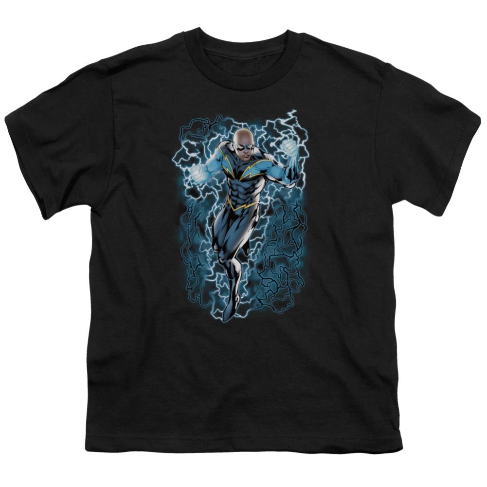 Justice League Of America Black Lightning Bolts Youth 18/1 100% Cotton Short-Sleeve T-Shirt