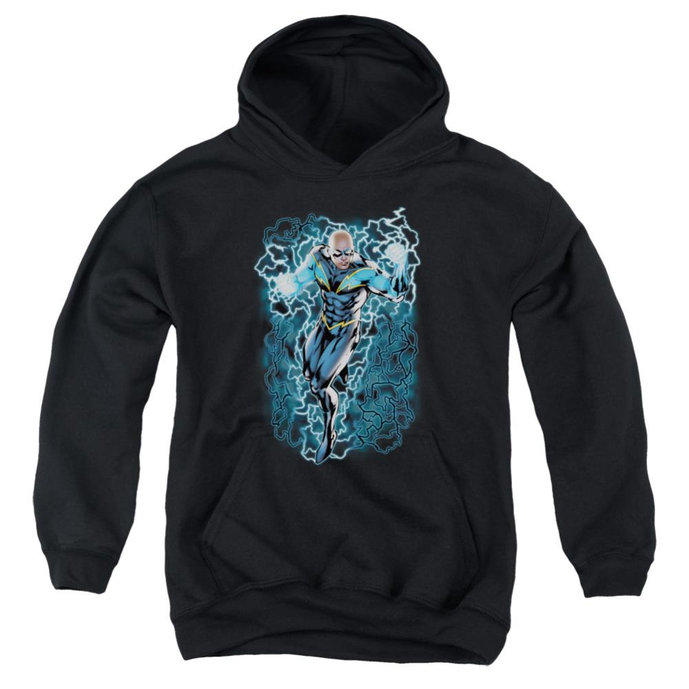 Justice League Of America Black Lightning Bolts Youth Cotton Poly Pull-Over Hoodie