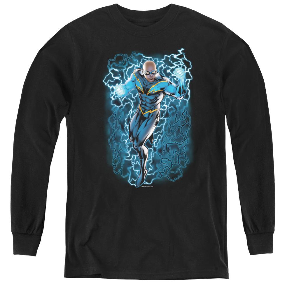 Justice League Of America Black Lightning Bolts Youth Long-Sleeve T-Shirt