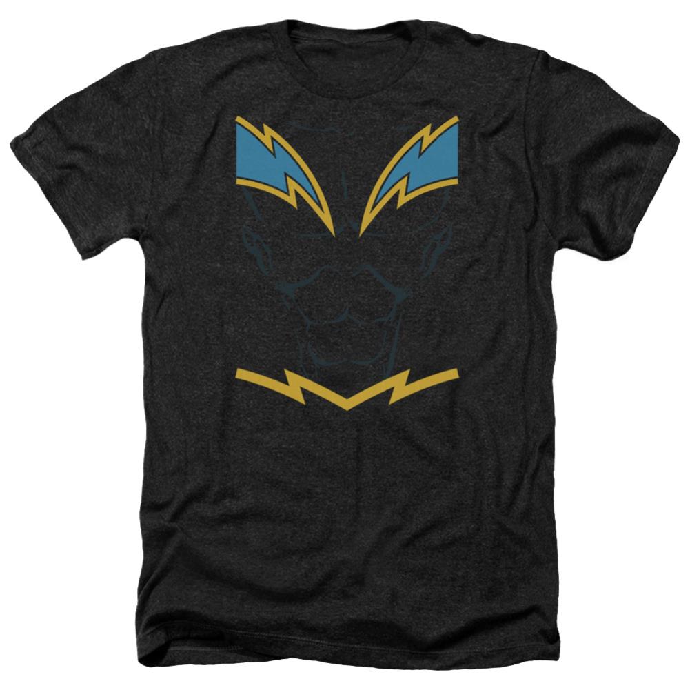 Justice League Of America Black Lightning Men's 30/1 Heather 60 40 Poly Short-Sleeve T-Shirt