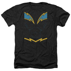 Justice League Of America Black Lightning Men's 30/1 Heather 60 40 Poly Short-Sleeve T-Shirt