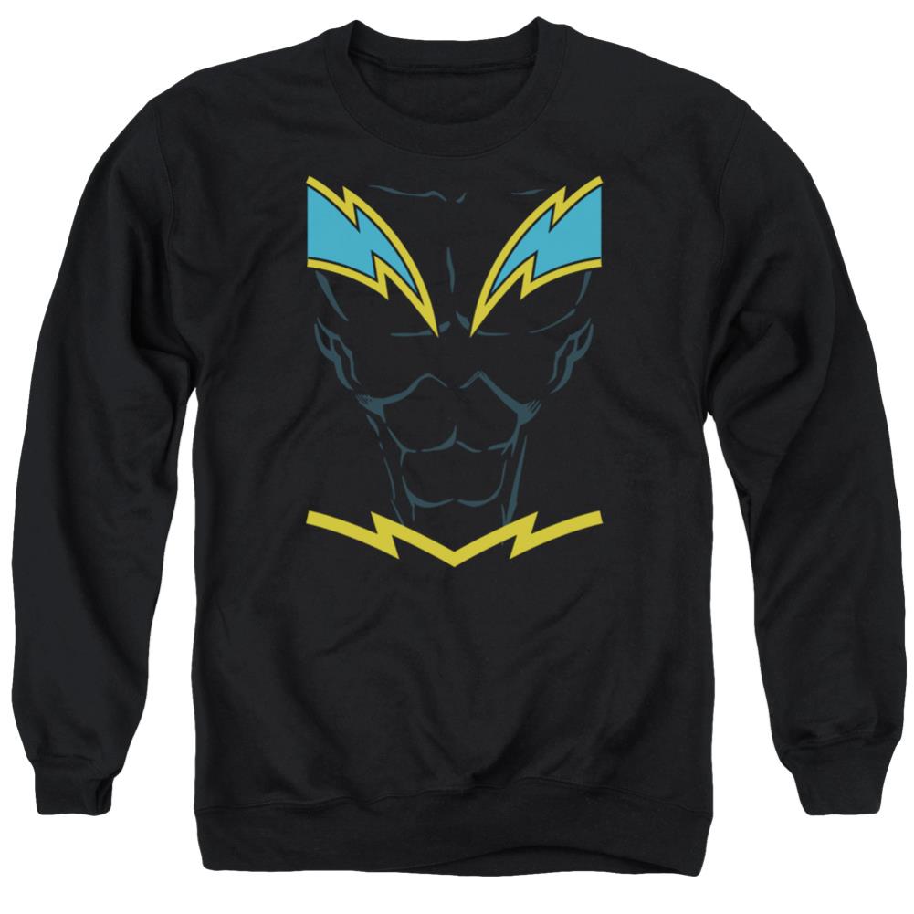 Justice League Of America Black Lightning Men's Crewneck 50 50 Poly Long-Sleeve T-Shirt