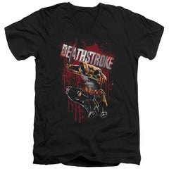 Justice League Of America Blood Splattered Men's 30/1 Cotton Slim V-Neck T-Shirt