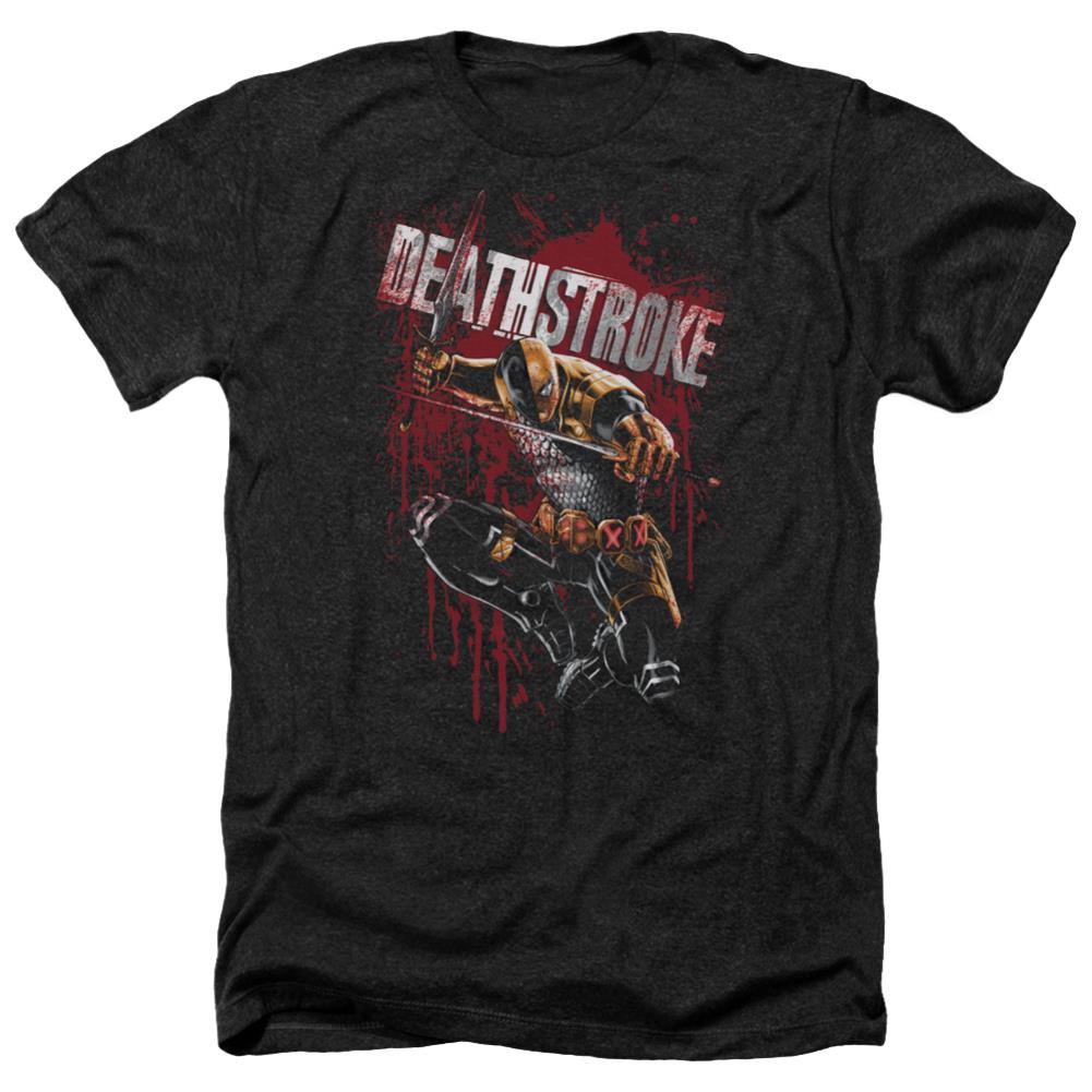 Justice League Of America Blood Splattered Men's 30/1 Heather 60 40 Poly Short-Sleeve T-Shirt