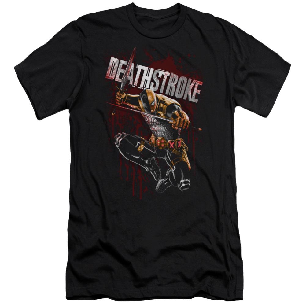 Justice League Of America Blood Splattered Men's Ultra-Soft 30/1 Cotton Slim Short-Sleeve T-Shirt