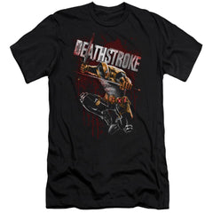 Justice League Of America Blood Splattered Men's Ultra-Soft 30/1 Cotton Slim Short-Sleeve T-Shirt