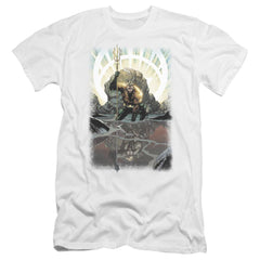 Justice League Of America Brightest Day Aquaman Men's Ultra-Soft 30/1 Cotton Slim Short-Sleeve T-Shirt