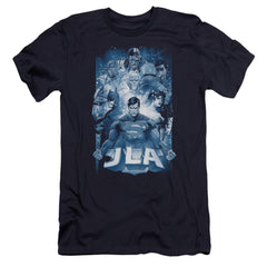 Justice League Of America Burst Men's Ultra-Soft 30/1 Cotton Slim Short-Sleeve T-Shirt