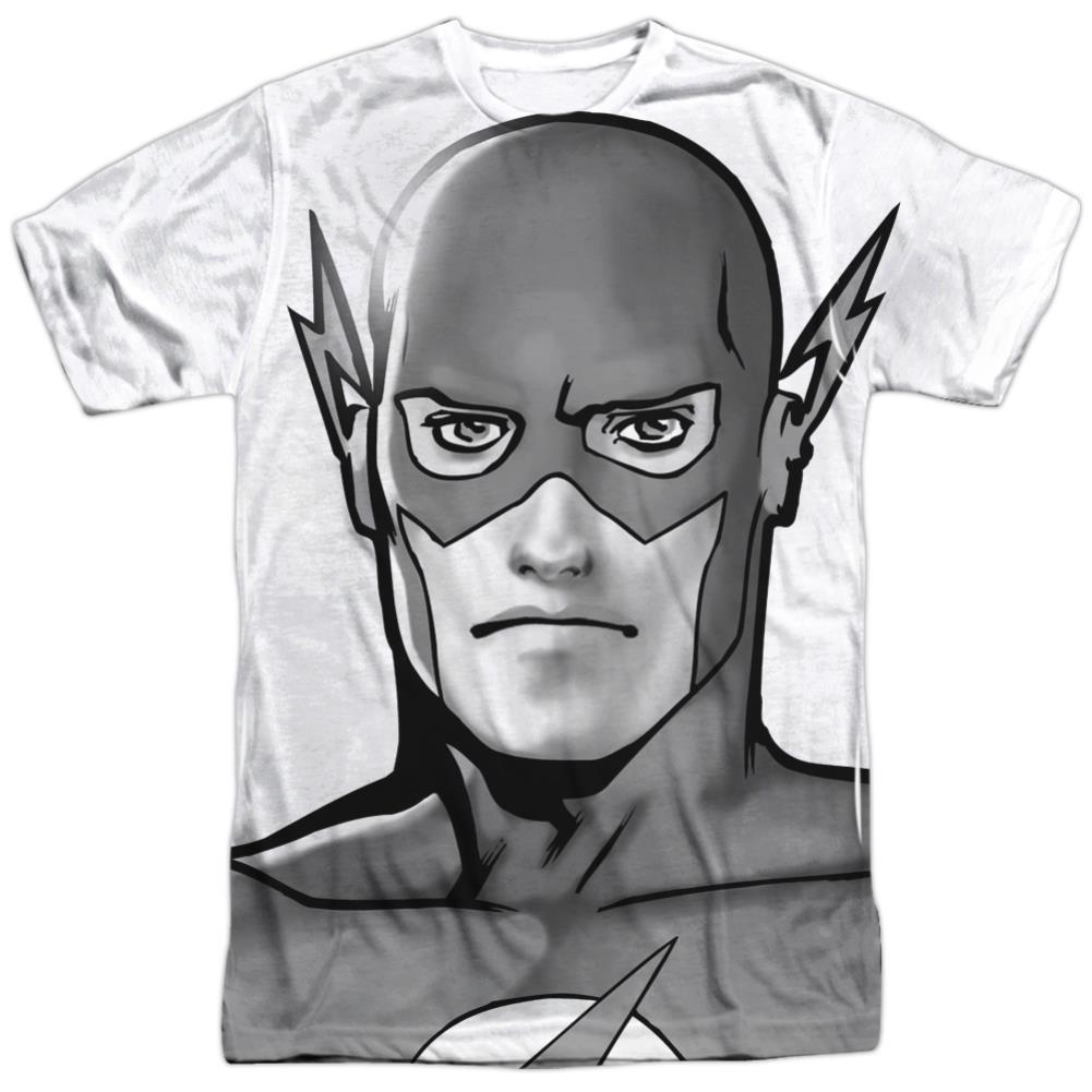 Justice League Of America BW Flash Head Men's Regular Fit Polyester Short-Sleeve T-Shirt